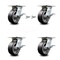 Service Caster 5 Inch Rubber on Aluminum Caster Set with Roller Bearing 4 Brake 2 Swivel Lock SCC-35S520-RAR-SLB-BSL-2-SLB-2 - alternate 1